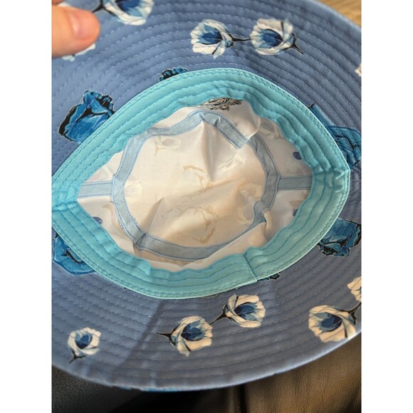 Delta Boss Blue Bucket Hat Skull Flowers One Sz. Adults NEW - Picture 3 of 4